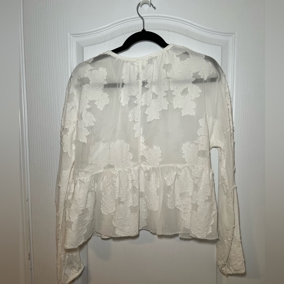 Aritzia Wilfred Free White Semi-Sheer Long-sleeve Blouse - Picture 2 of 2